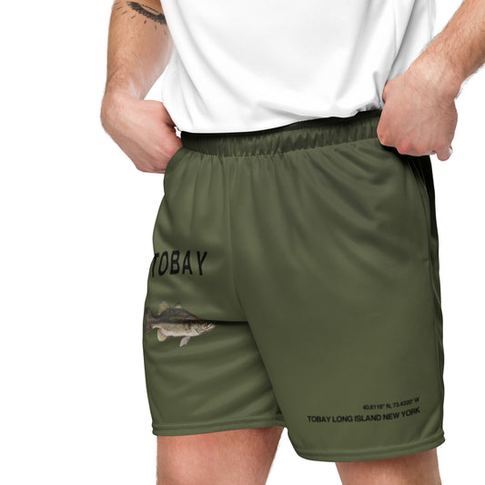 TOBAY Fish Unisex mesh shorts - Olive Green