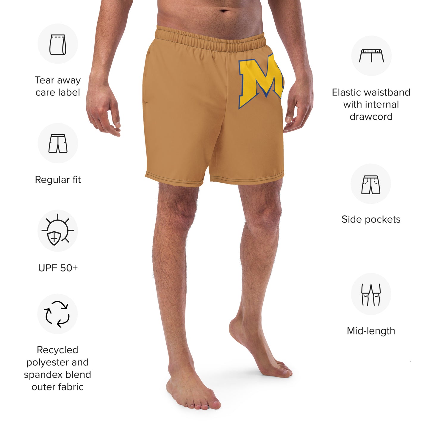 Massapequa Modern Chiefs Men's swim trunks - Tan