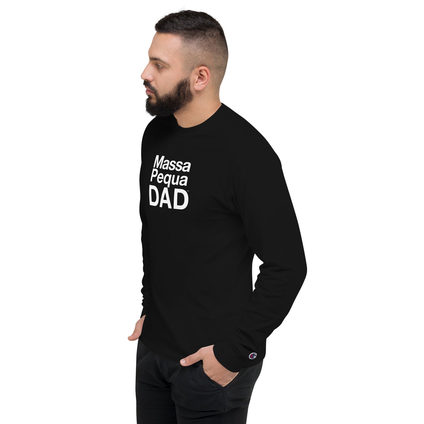 Massapequa Dad Men's Champion Long Sleeve Shirt - Black