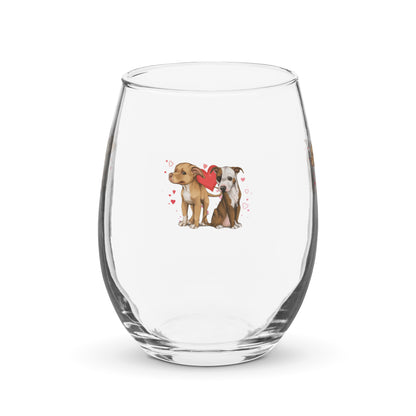 Titus and Hailey Dog Stemless wine glass