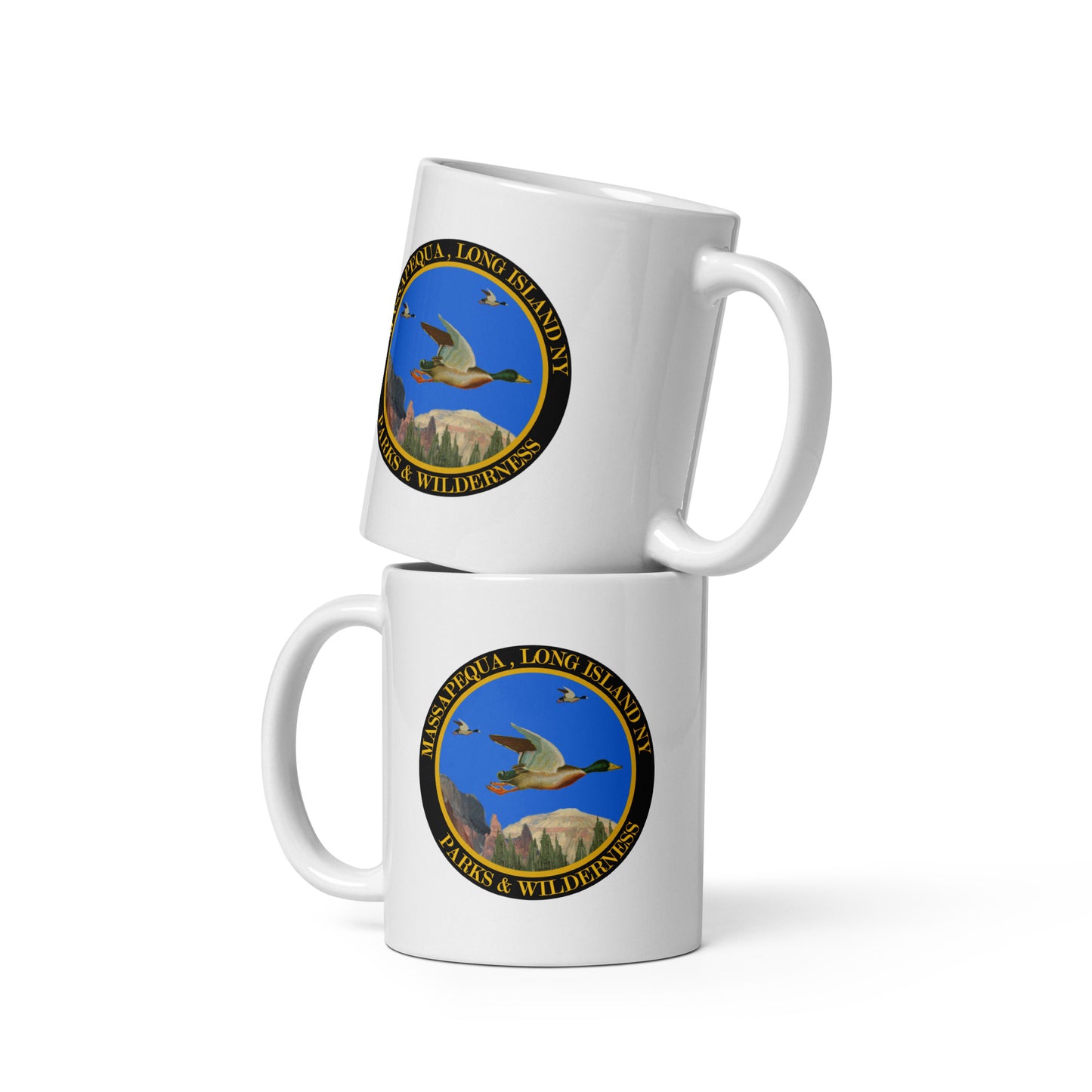 Massapequa wilderness white glossy mug